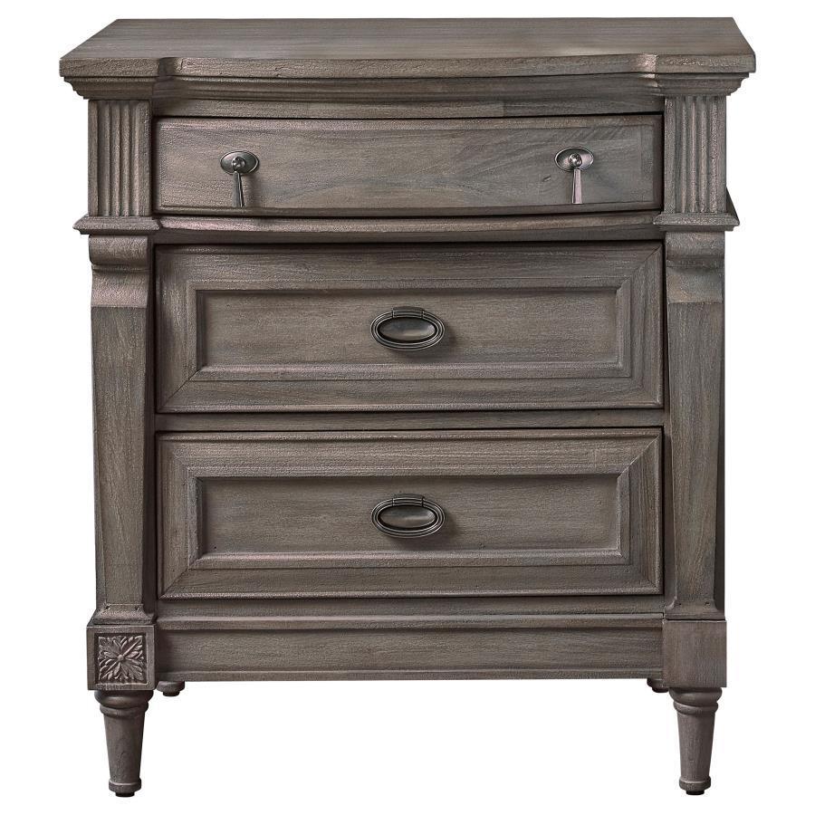 CoasterElevations - Alderwood - 3-Drawer Nightstand - French Gray - 5th Avenue Furniture