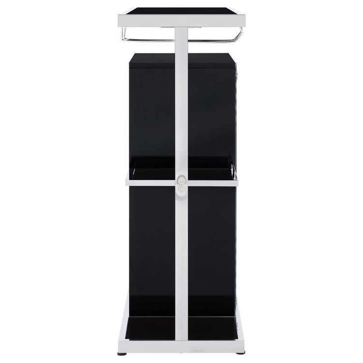 CoasterEssence - Zinnia - 2-Tier Bar Unit - Glossy Black And White - 5th Avenue Furniture