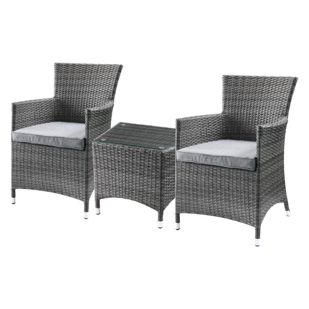 ACME - Tashelle - Patio Bistro Set - Gray Fabric & Gray Wicker - 5th Avenue Furniture
