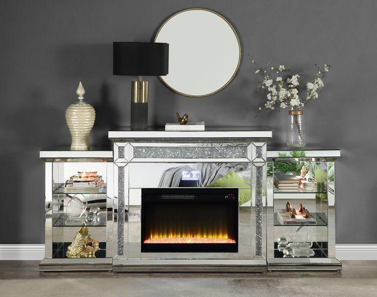 ACME - Noralie - Fireplace - Mirrored & Faux Diamonds - 5th Avenue Furniture