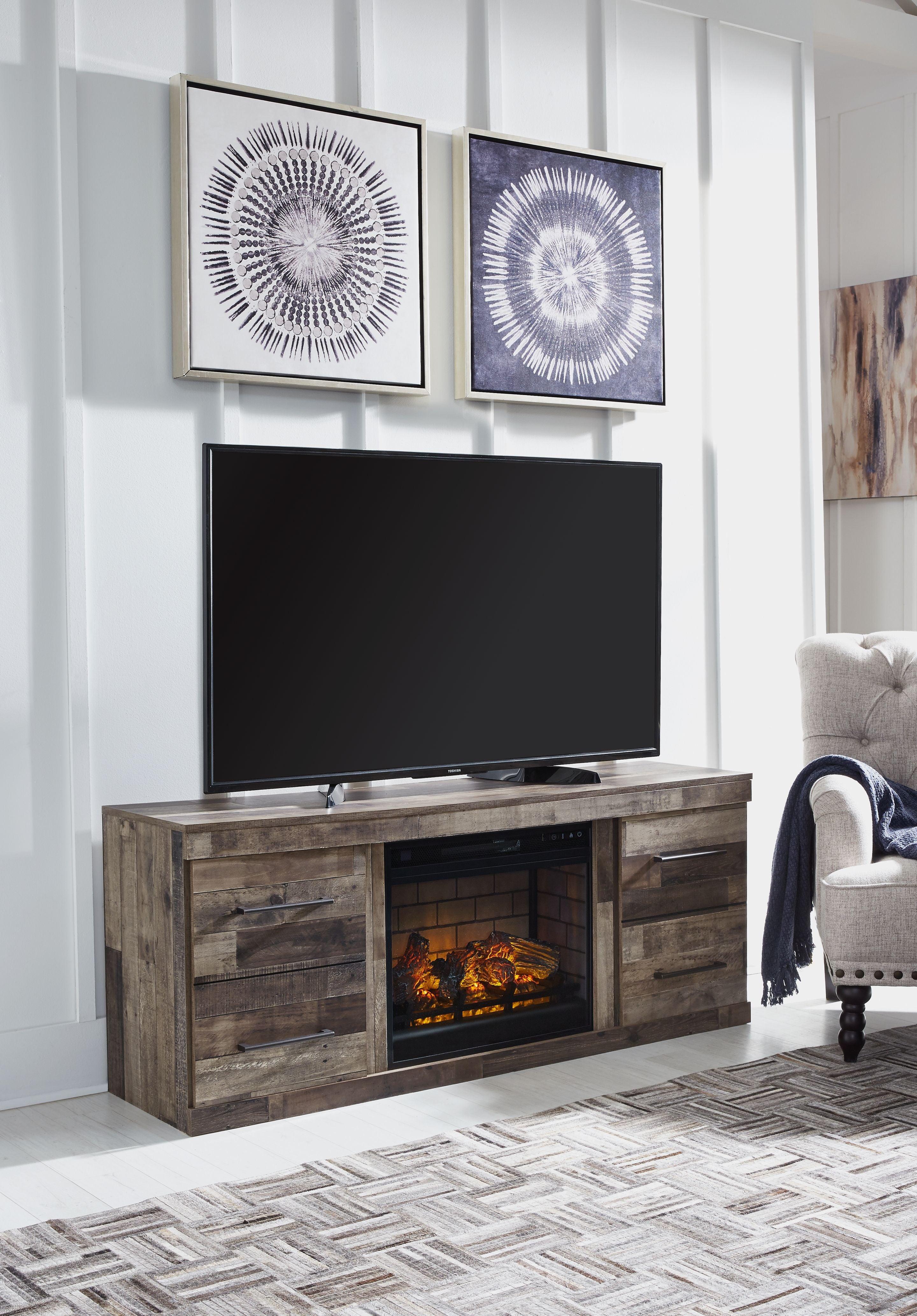 Signature Design by Ashley® - Derekson - Multi Gray - TV Stand With Electric Fireplace - 5th Avenue Furniture