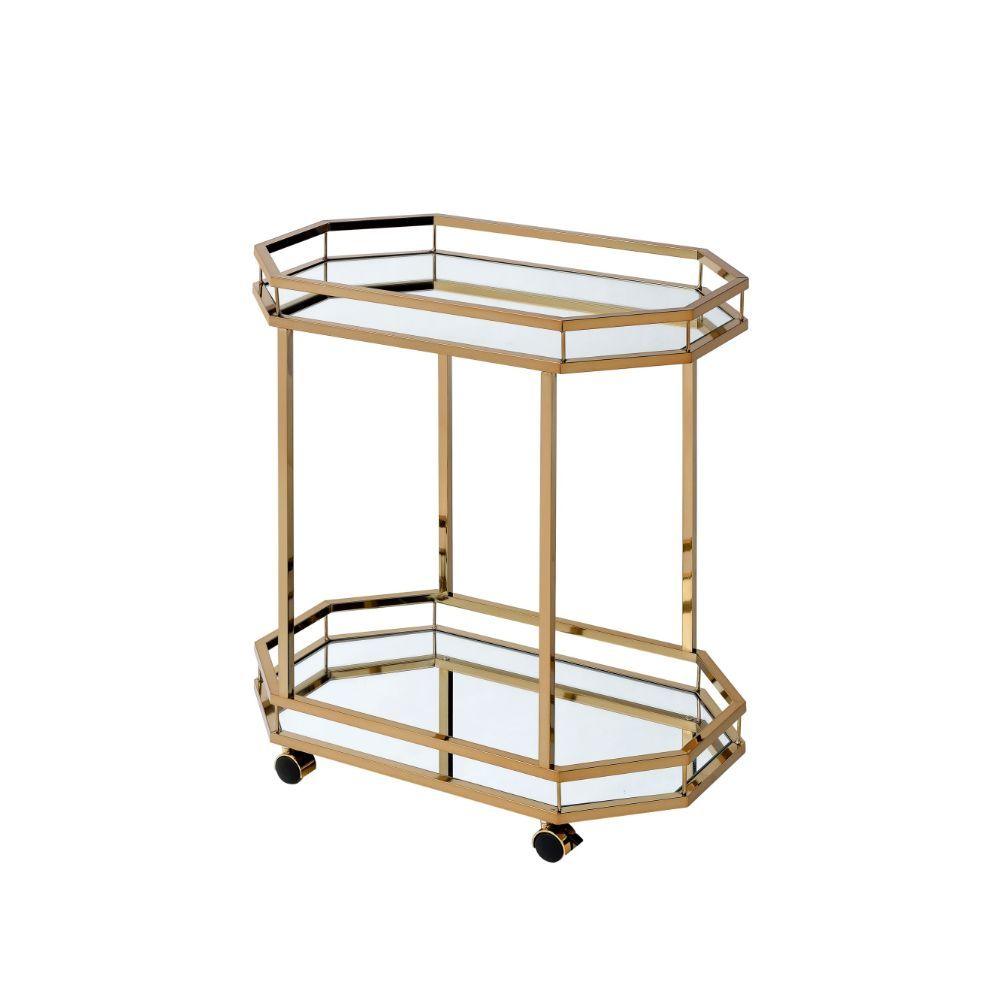 ACME - Lacole - Serving Cart - Champagne & Mirror - 5th Avenue Furniture