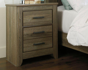 Ashley Furniture - Zelen - Warm Gray - Two Drawer Night Stand - 5th Avenue Furniture