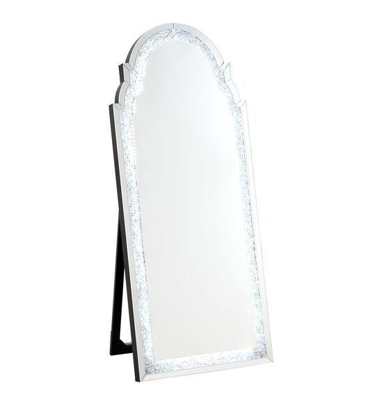 ACME - Noralie - Floor Mirror - Mirrored & Faux Diamonds - 63" - 5th Avenue Furniture