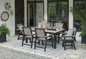 Signature Design by Ashley® - Mount Valley - Black / Driftwood - 7 Pc. - Dining Set - 5th Avenue Furniture