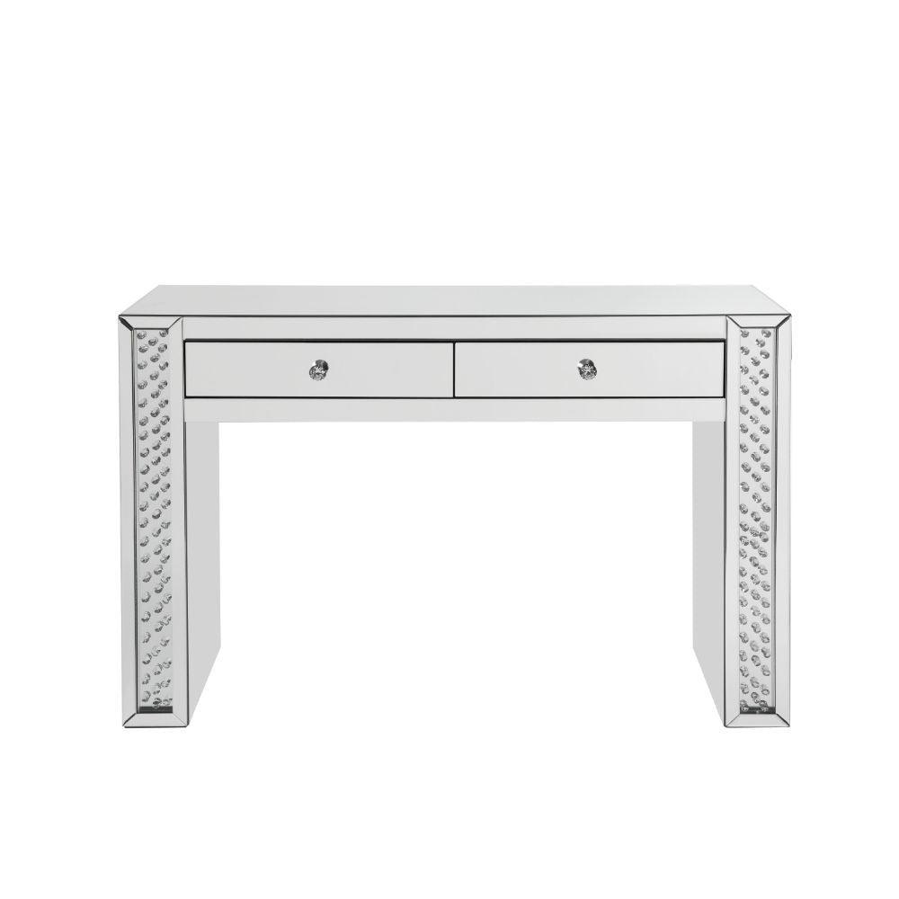 ACME - Nysa - Vanity Desk - Mirrored & Faux Crystals - 5th Avenue Furniture