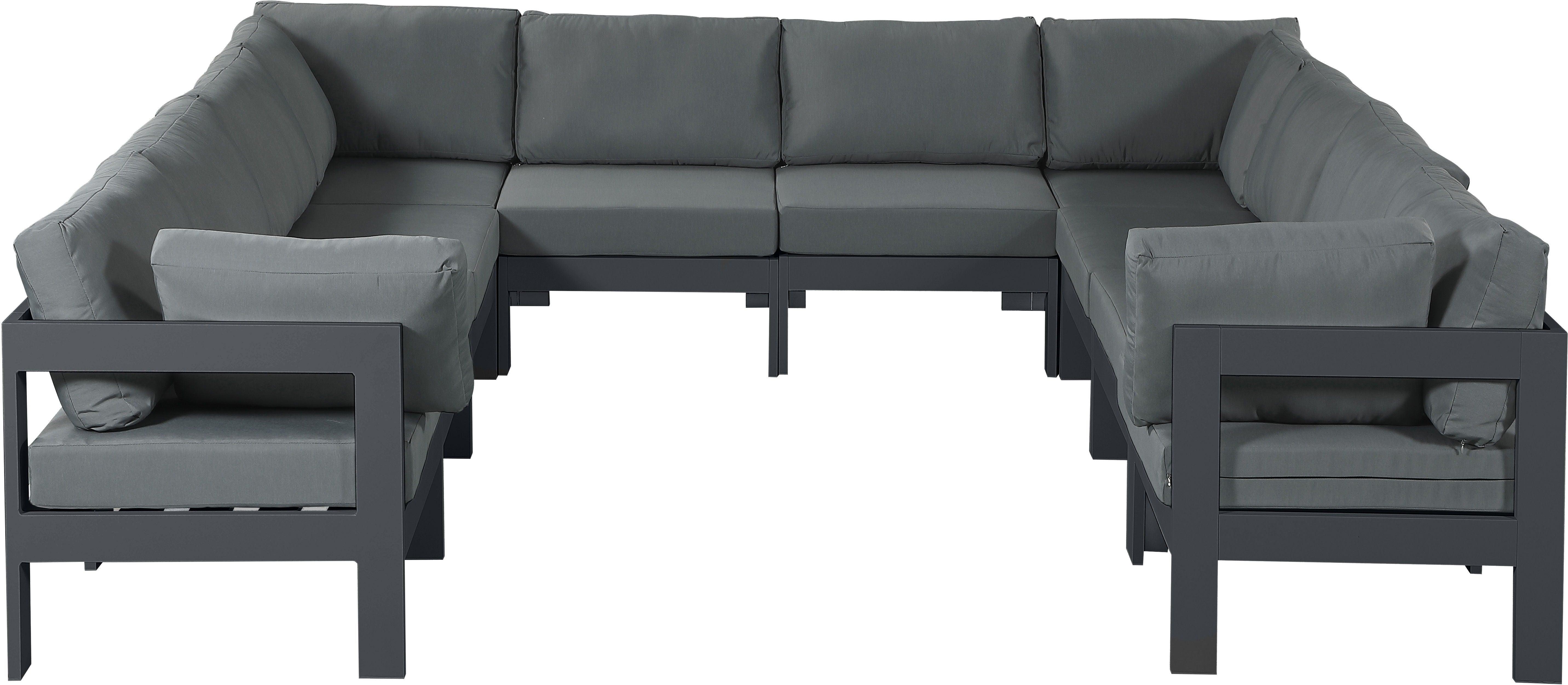 Meridian Furniture - Nizuc - Outdoor Patio Modular Sectional 10 Piece - Grey - Fabric - 5th Avenue Furniture