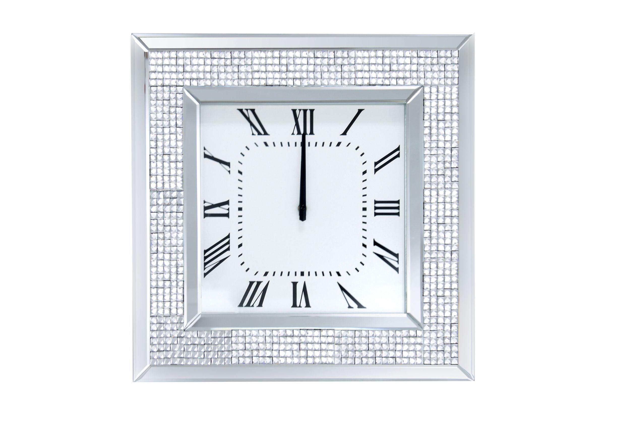ACME - Iama - Wall Clock - Mirrored & Faux Rhinestones - 5th Avenue Furniture