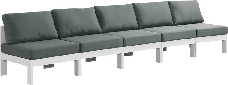 Meridian Furniture - Nizuc - Outdoor Patio Modular Sofa 5 Seats - Grey - Metal - Modern & Contemporary - 5th Avenue Furniture