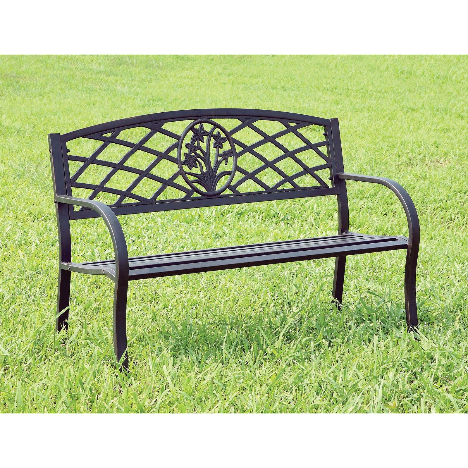 Furniture of America - Minot - Patio Steel Bench - Black - 5th Avenue Furniture