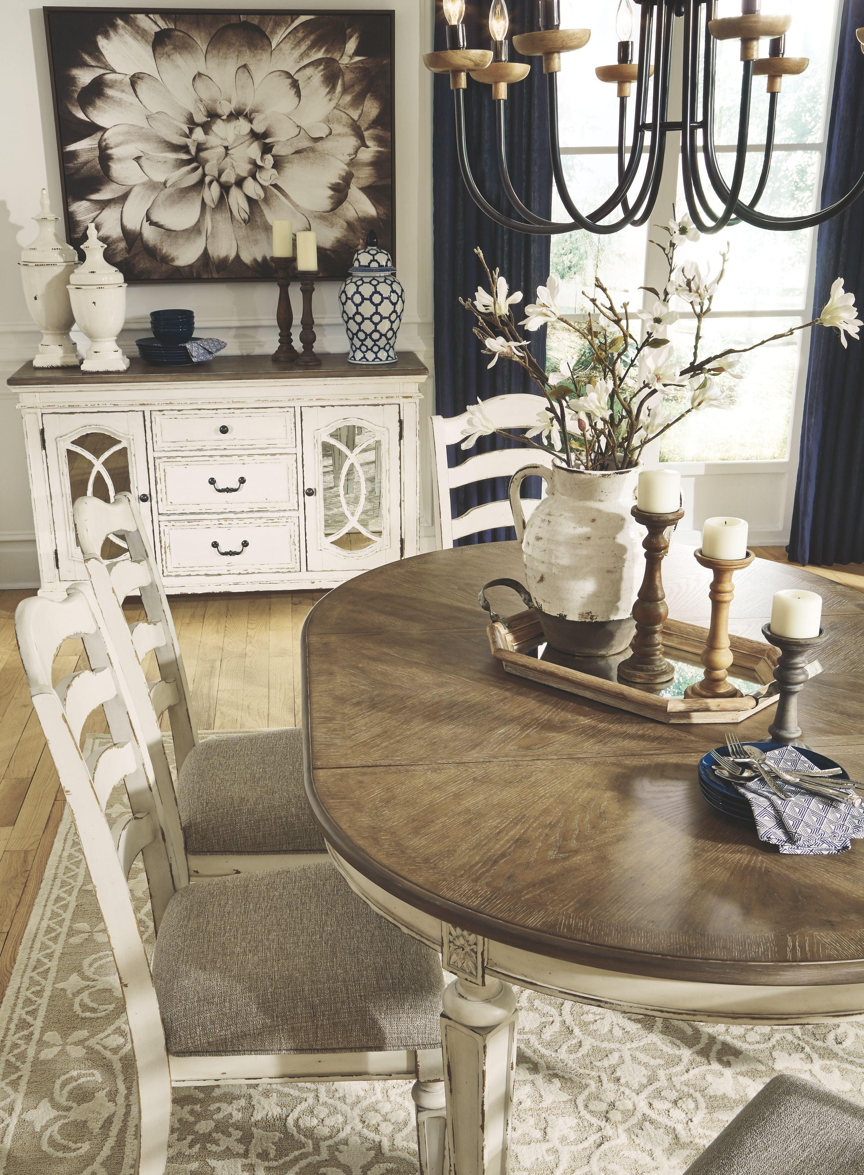Ashley Furniture - Realyn - Chipped White - Oval Dining Room Extension Table - 5th Avenue Furniture