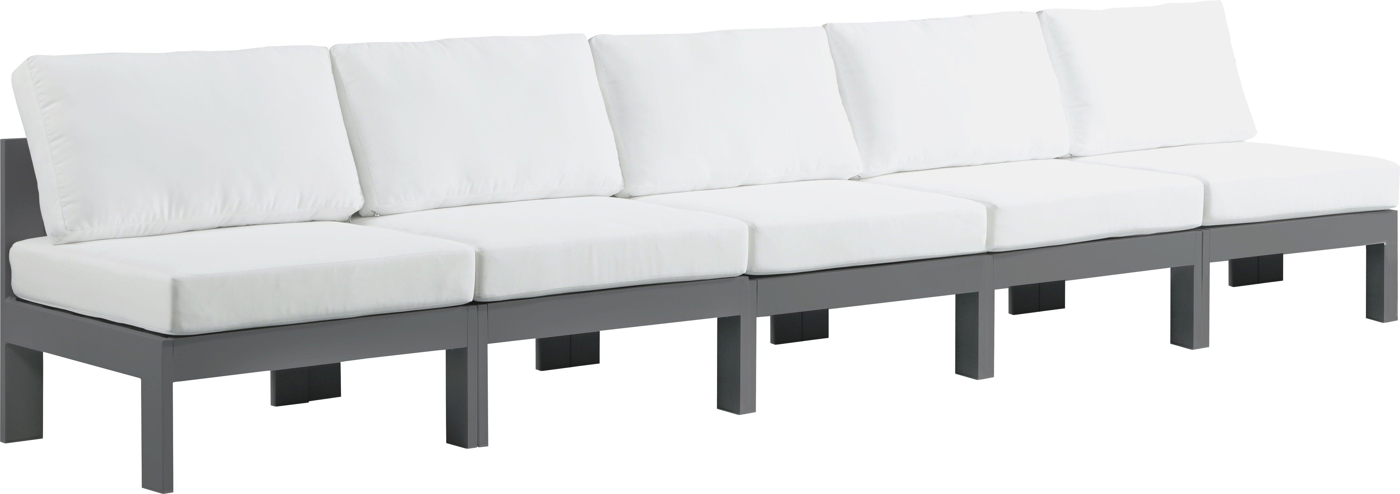 Meridian Furniture - Nizuc - Outdoor Patio Modular Sofa Armless 5 Seats - White - Fabric - 5th Avenue Furniture