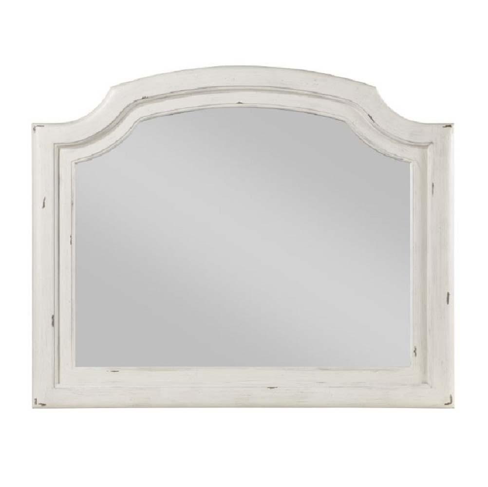ACME - Jaqueline - Mirror - Light Gray Linen & Antique White Finish - 5th Avenue Furniture