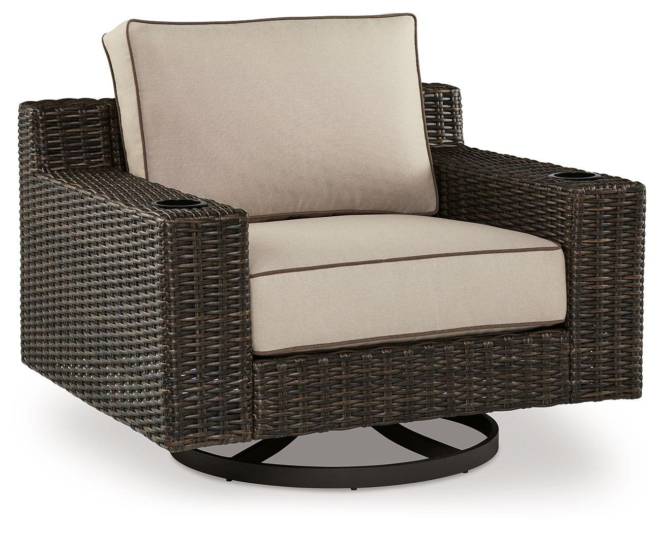 Signature Design by Ashley® - Coastline Bay - Brown - Swivel Lounge W/ Cushion - 5th Avenue Furniture