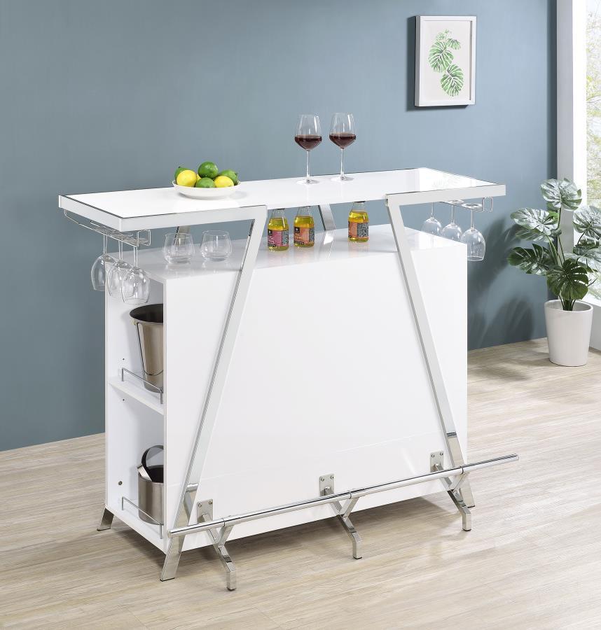 Coaster Fine Furniture - Araceli - Home Bar - White And Chrome - 5th Avenue Furniture
