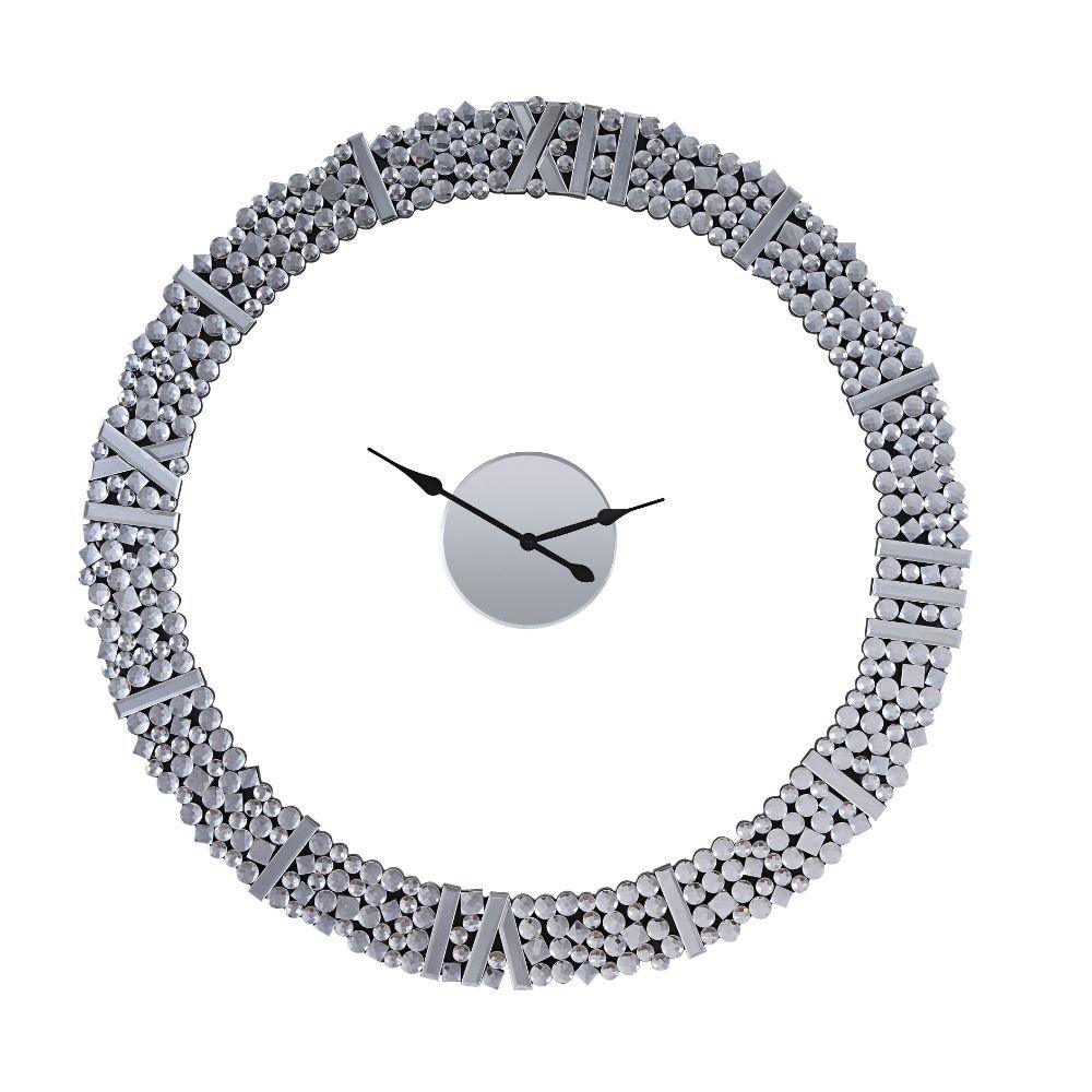 ACME - Kachina - Wall Clock - Mirrored & Faux Gems - 39" - 5th Avenue Furniture