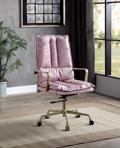 ACME - Tinzud - Office Chair - Pink Top Grain Leather - 5th Avenue Furniture