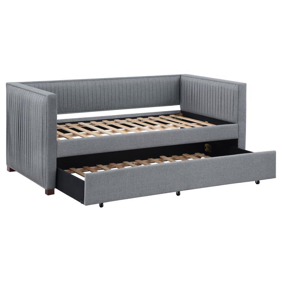 CoasterEssence - Brodie - Upholstered Twin Daybed With Trundle - Gray - 5th Avenue Furniture