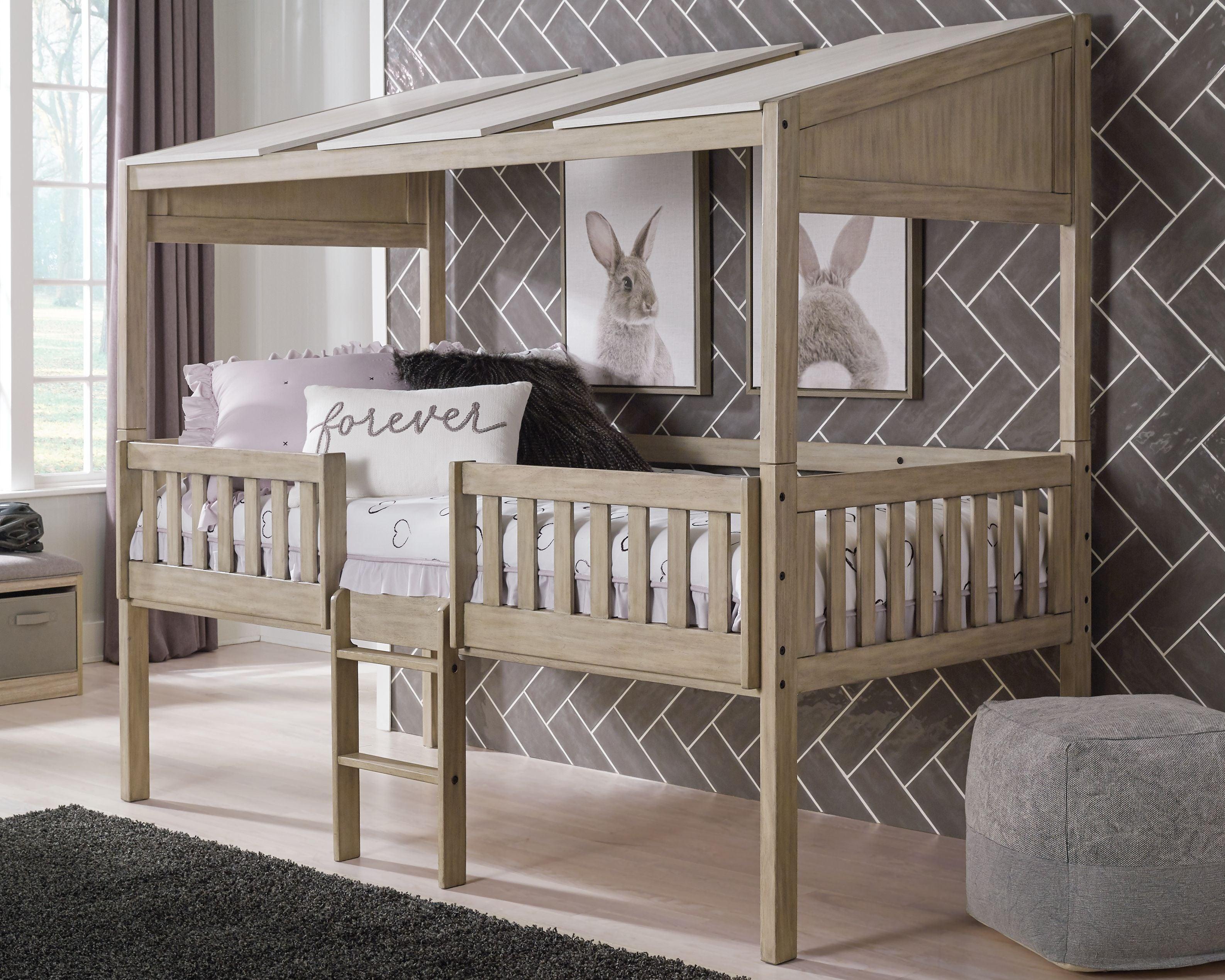 Signature Design by Ashley® - Wrenalyn - White / Brown / Beige - Twin Loft Bed With Roof Panels - 5th Avenue Furniture