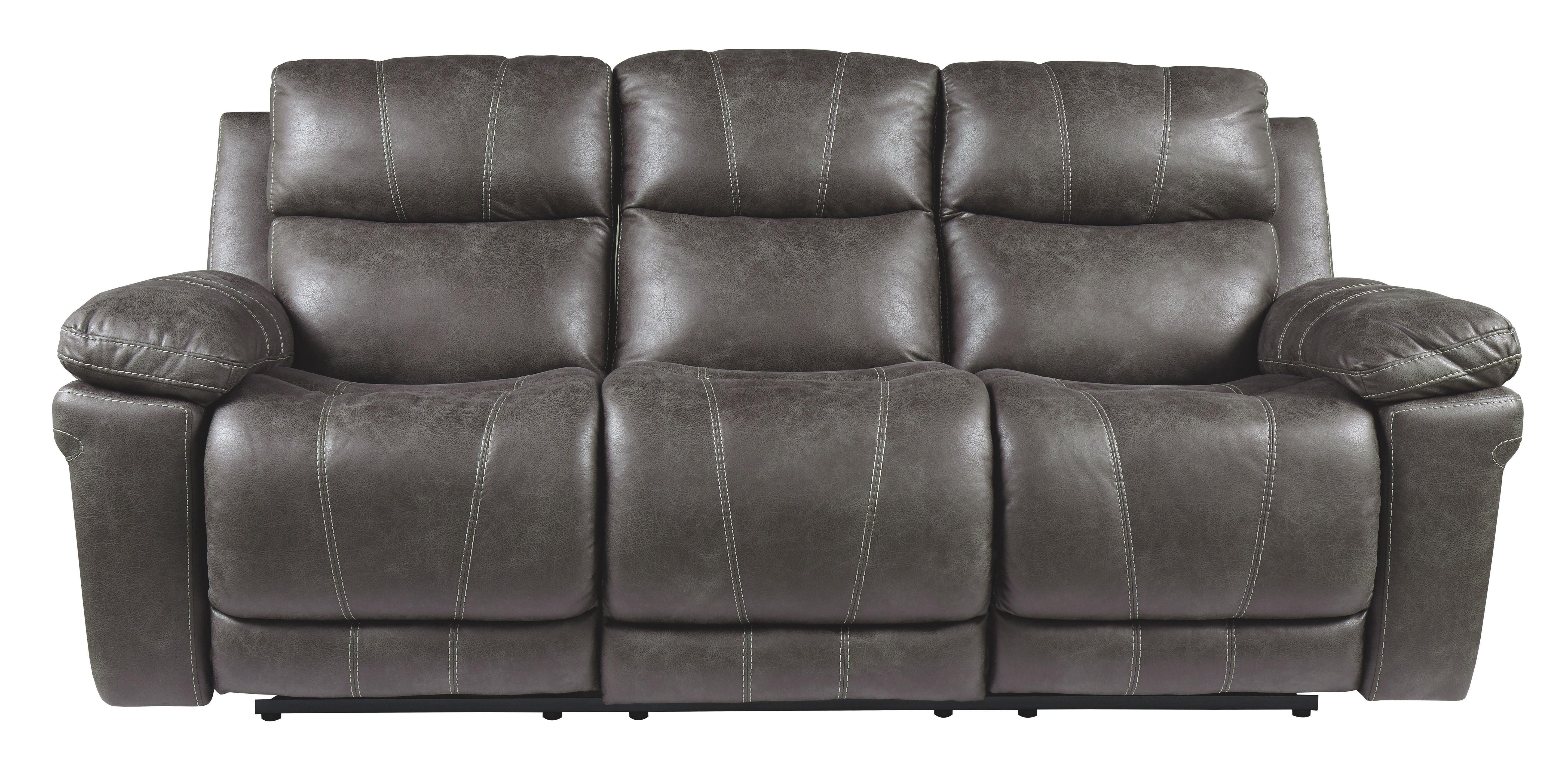 Ashley Furniture - Erlangen - Dark Gray - Pwr Rec Sofa With Adj Headrest - 5th Avenue Furniture
