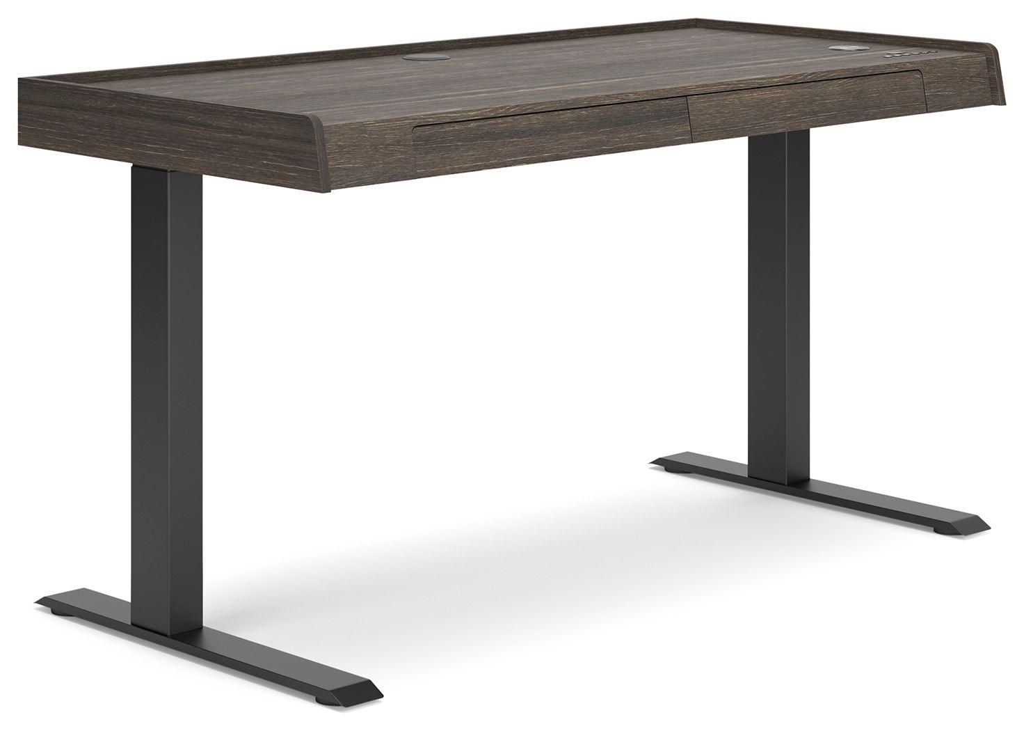 Signature Design by Ashley® - Zendex - Dark Brown - Adjustable Height Desk - 5th Avenue Furniture