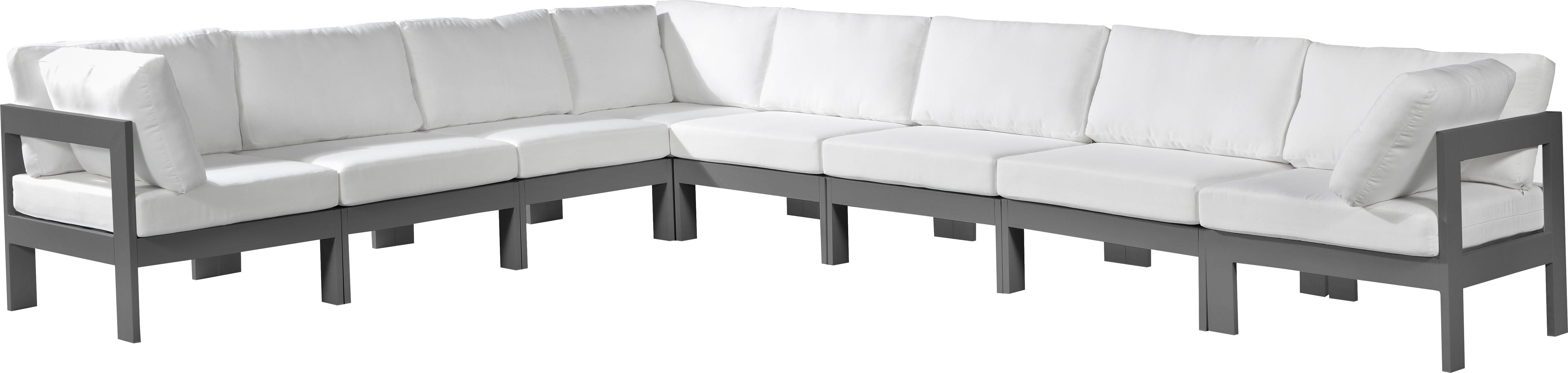 Meridian Furniture - Nizuc - Outdoor Patio Modular Sectional 8 Piece - White - Fabric - Modern & Contemporary - 5th Avenue Furniture
