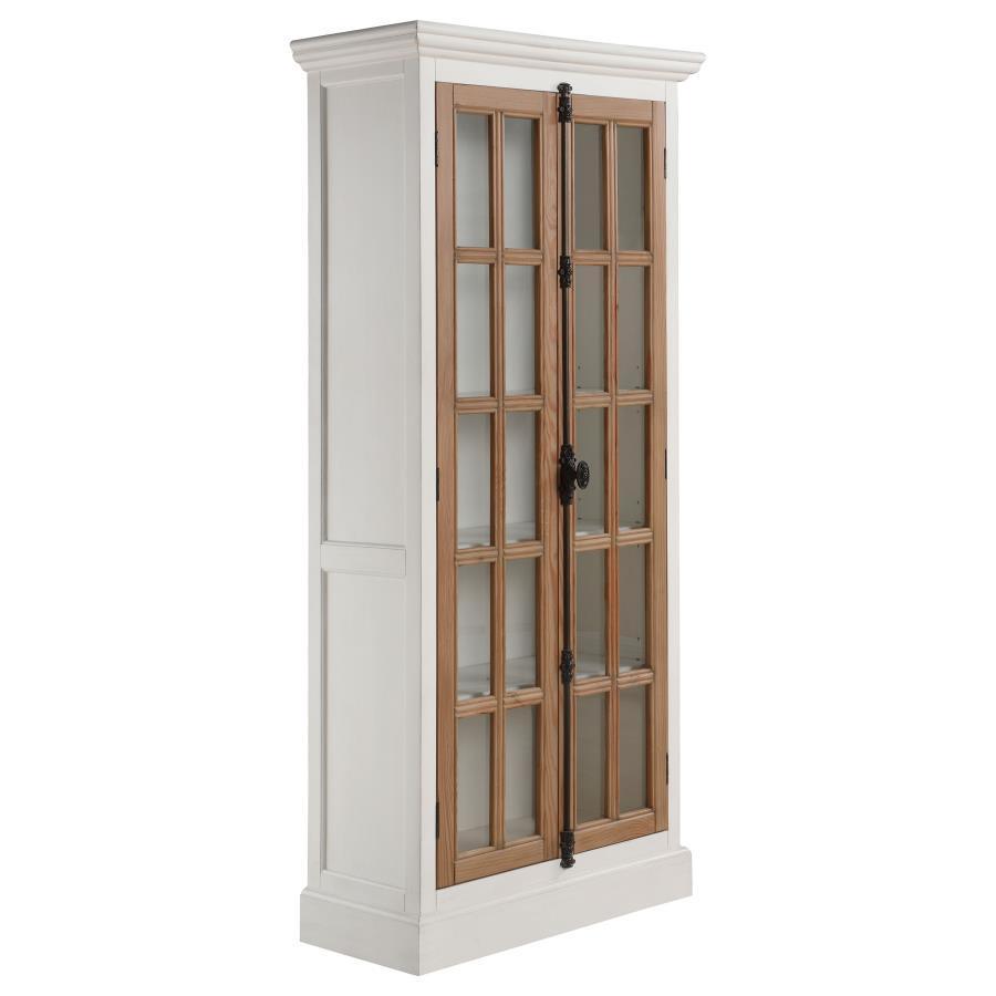 CoasterElevations - Tammi - 2-Door Tall Cabinet - Antique White And Brown - 5th Avenue Furniture