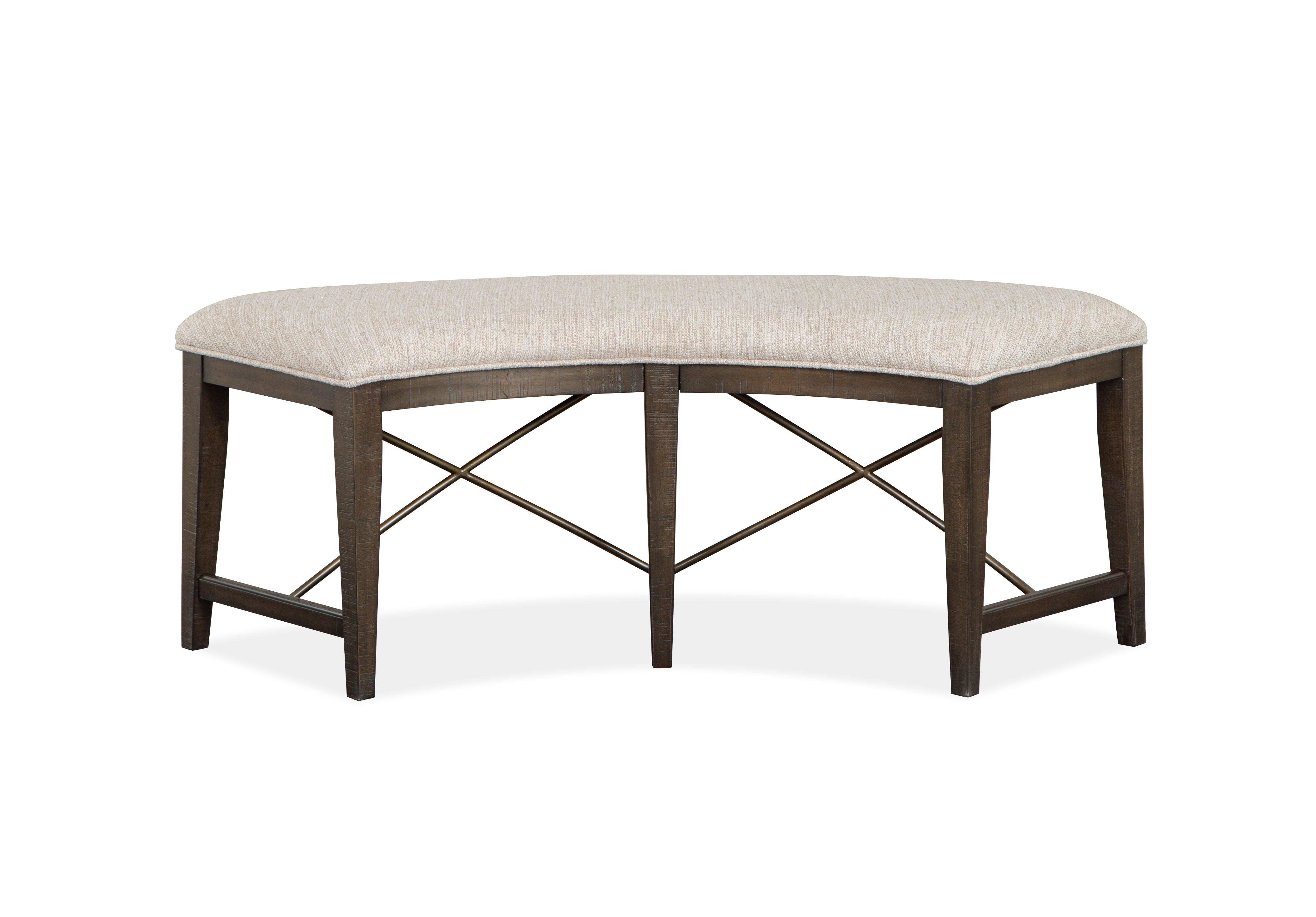 Magnussen Furniture - Westley Falls - Curved Bench With Upholstered Seat - Graphite - 5th Avenue Furniture