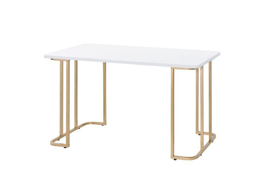 ACME - Estie - Writing Desk - White & Gold Finish - 5th Avenue Furniture