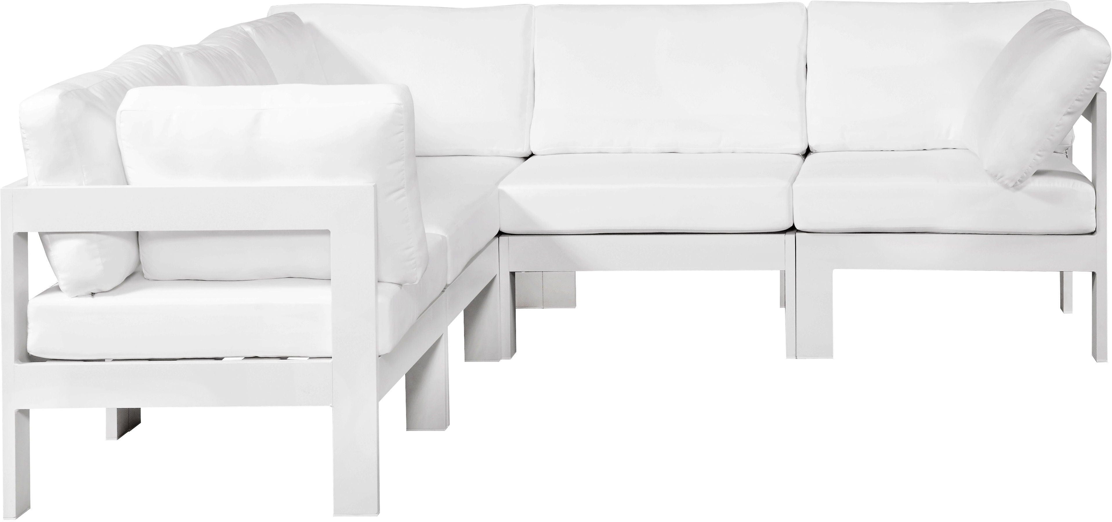 Meridian Furniture - Nizuc - Outdoor Patio Modular Sectional 5 Piece - White - Metal - 5th Avenue Furniture