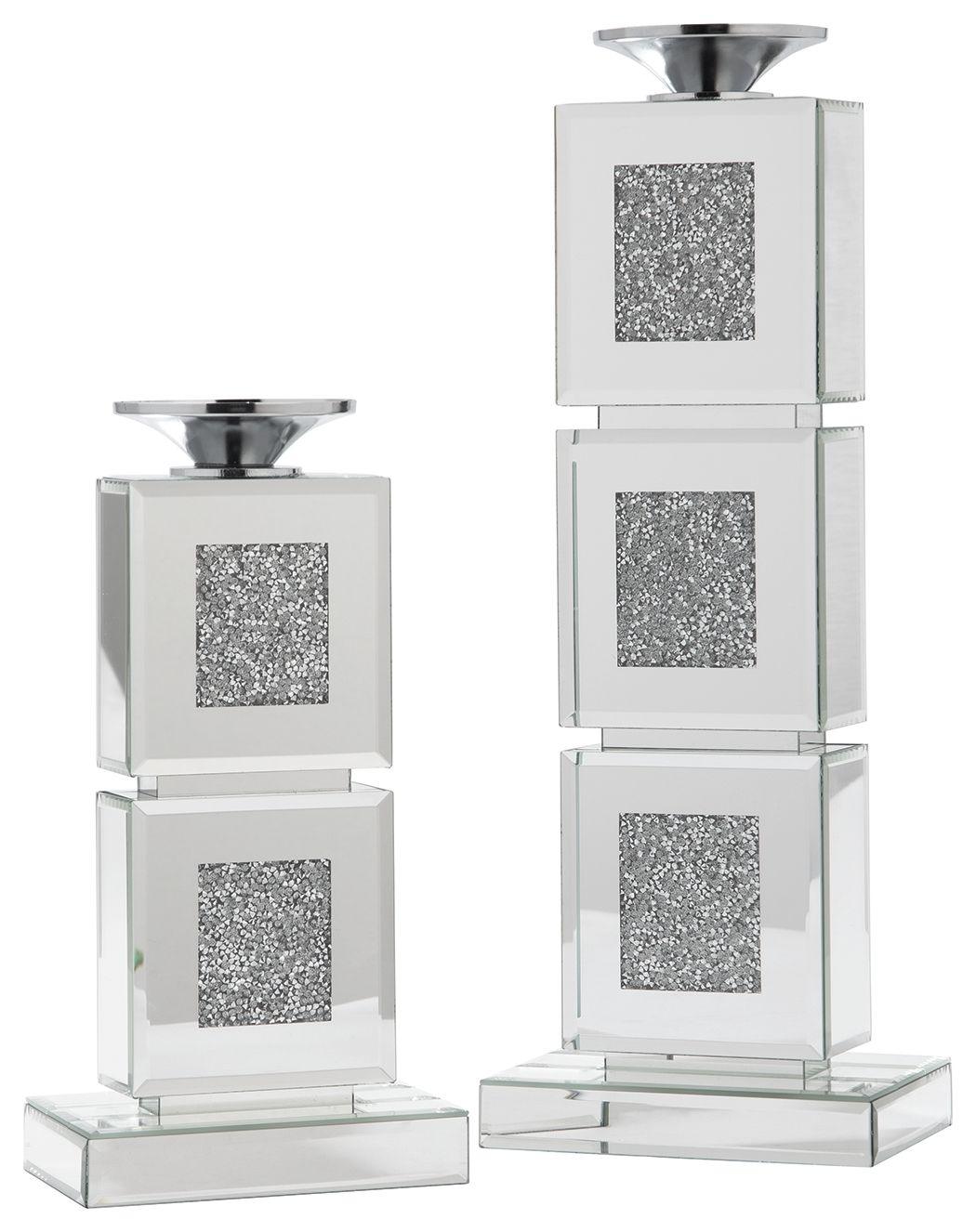 Ashley Furniture - Charline - Metallic - Candle Holder Set (Set of 2) - Segmented - 5th Avenue Furniture