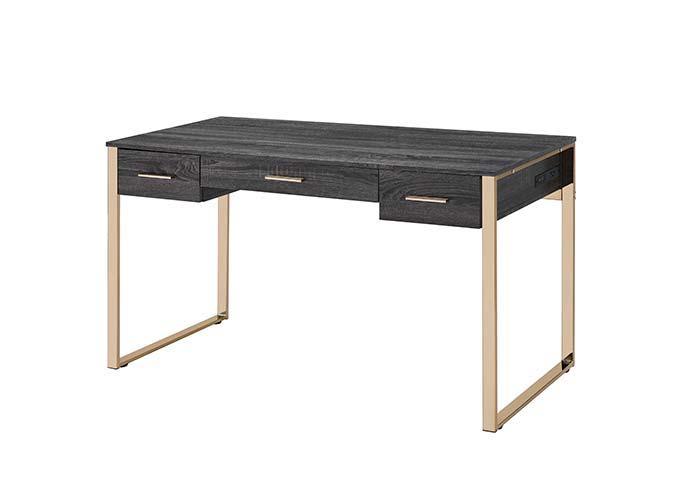 ACME - Perle - Vanity Desk - Champagne Gold & Black Finish - 5th Avenue Furniture