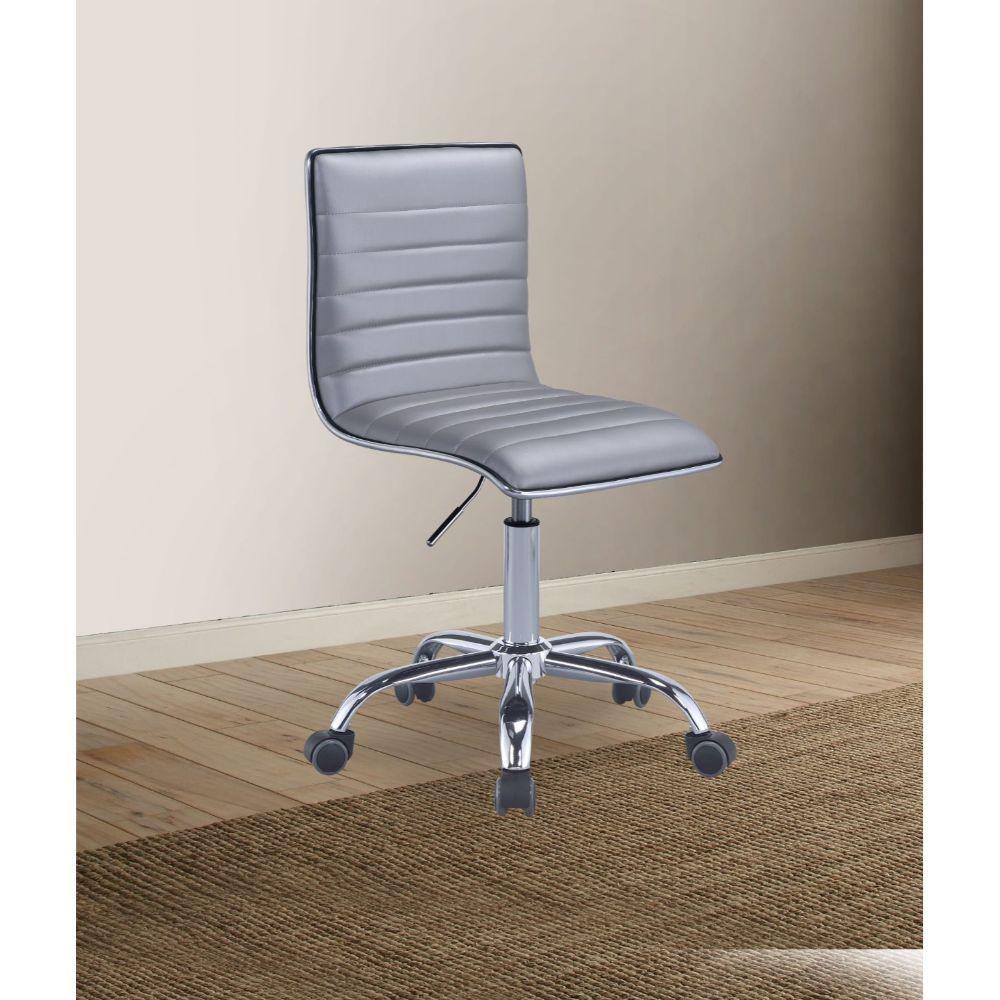 ACME - Alessio - Office Chair - Silver PU & Chrome - 5th Avenue Furniture