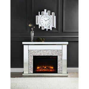 ACME - Laksha - Fireplace - Mirrored & Stone - 5th Avenue Furniture