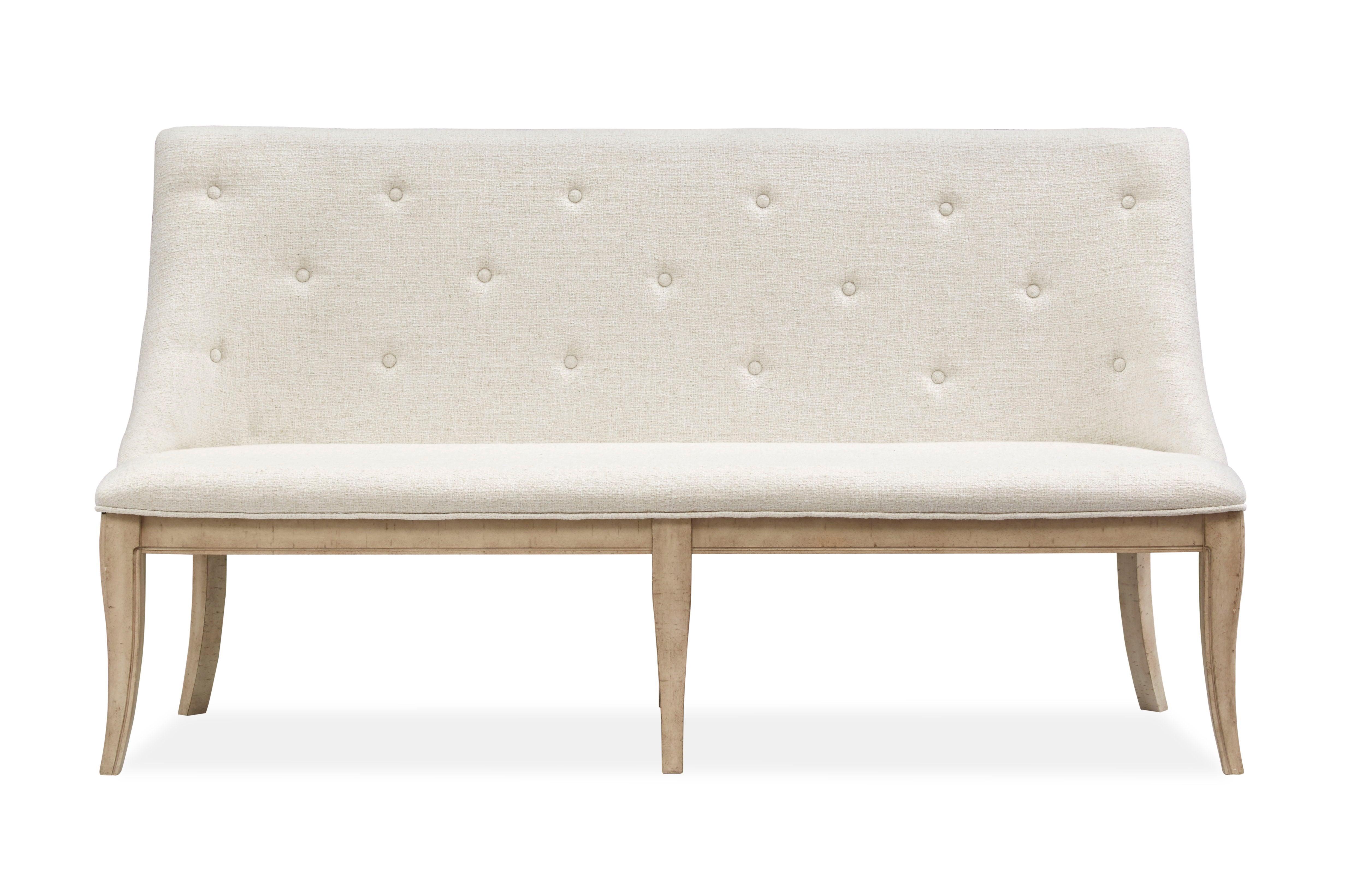 Magnussen Furniture - Harlow - Dining Bench With Upholstered Seat & Back - Weathered Bisque - 5th Avenue Furniture