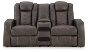 Signature Design by Ashley® - Fyne-dyme - Power Reclining Loveseat With Console/Adj Hdrst - 5th Avenue Furniture