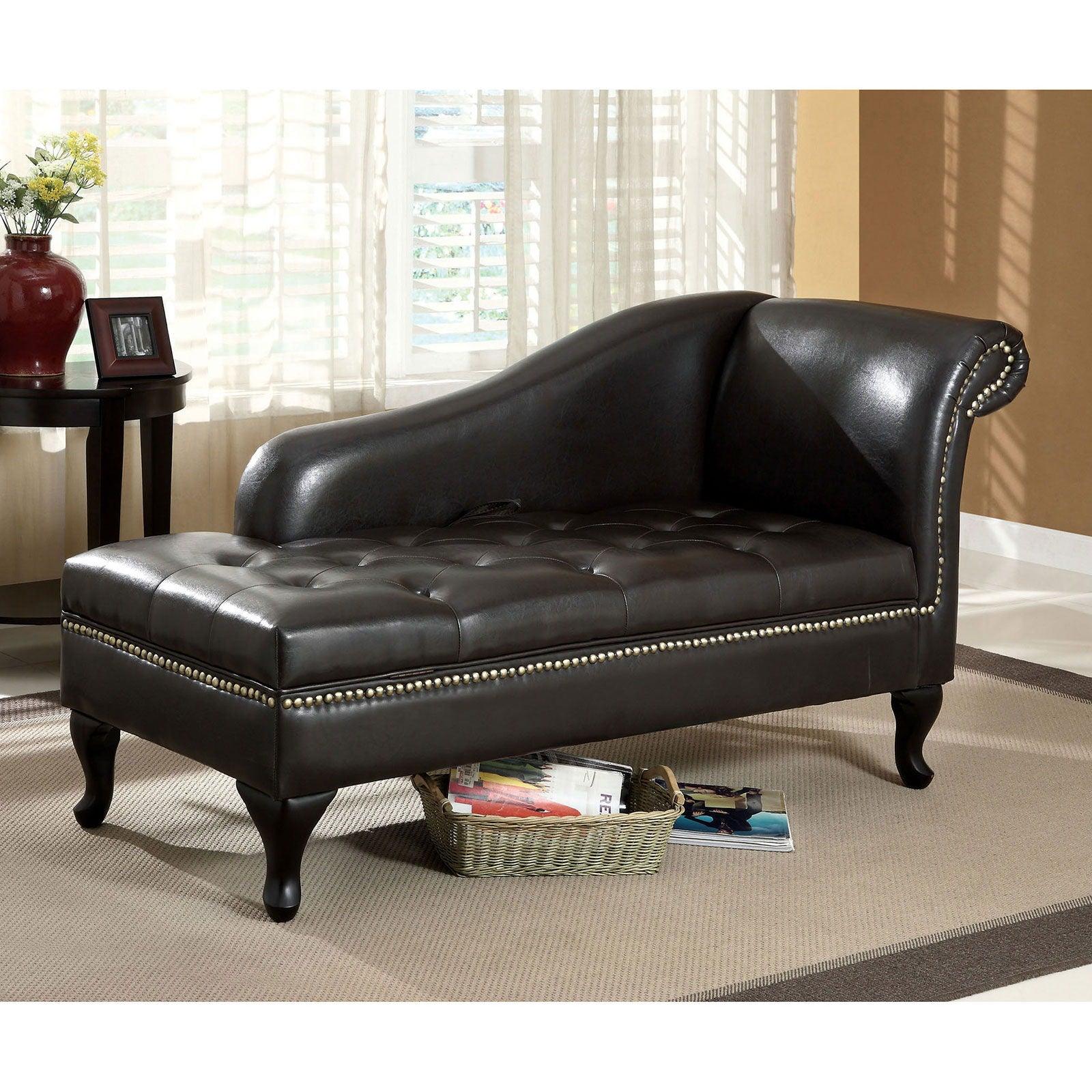 Furniture of America - Lakeport - Storage Chaise - Black - 5th Avenue Furniture