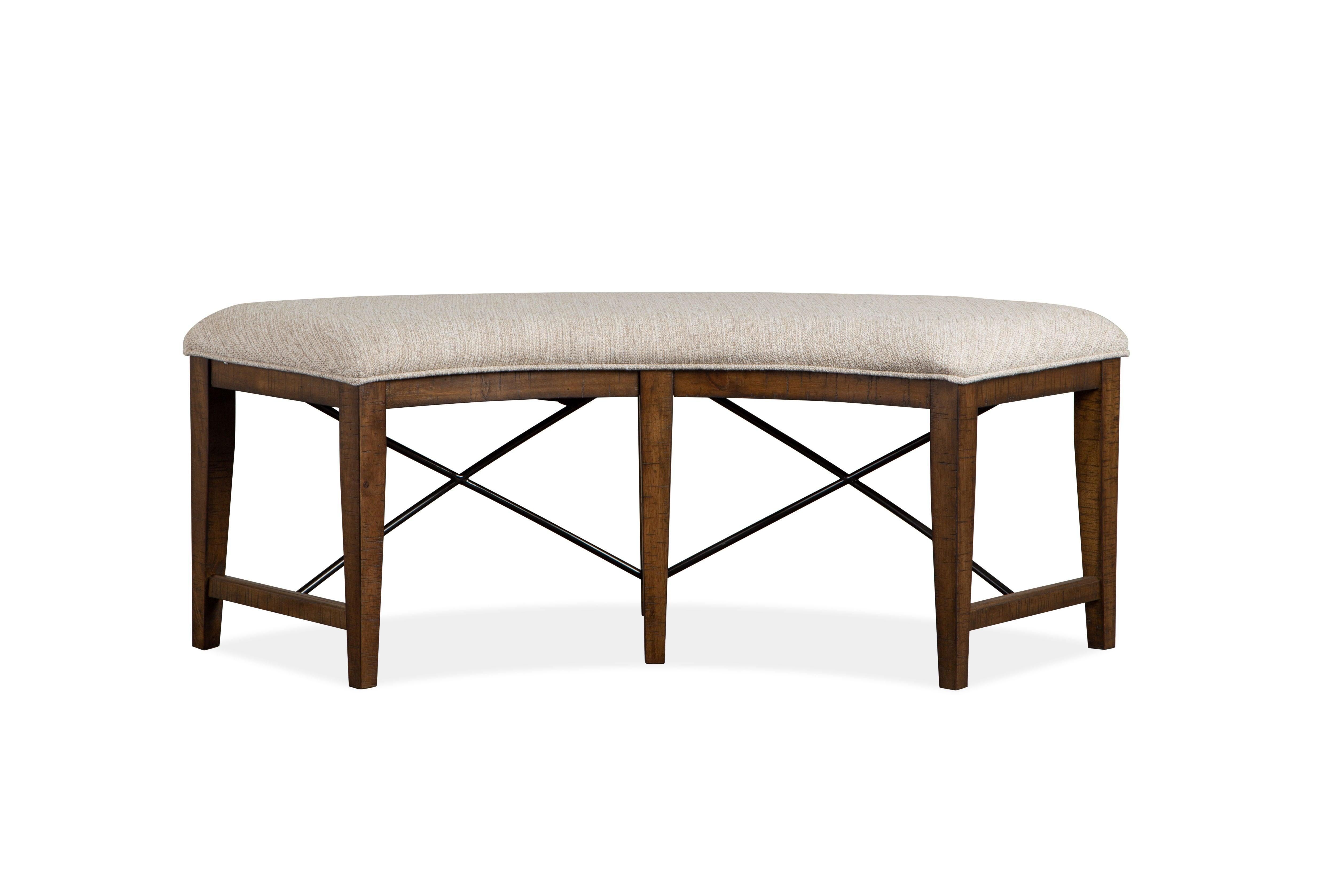 Magnussen Furniture - Bay Creek - Curved Bench With Upholstered Seat - Toasted Nutmeg - 5th Avenue Furniture