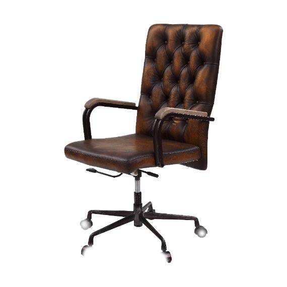 ACME - Noknas - Office Chair - Brown Lether - 5th Avenue Furniture