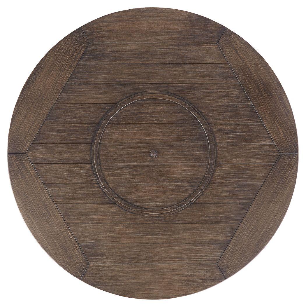 Ashley Furniture - Paradise - Medium Brown - Round Fire Pit Table - 5th Avenue Furniture