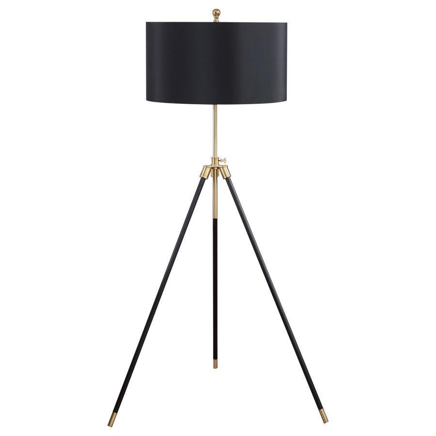 CoasterEveryday - Zabka - Tripod Floor Lamp - Black And Gold - 5th Avenue Furniture