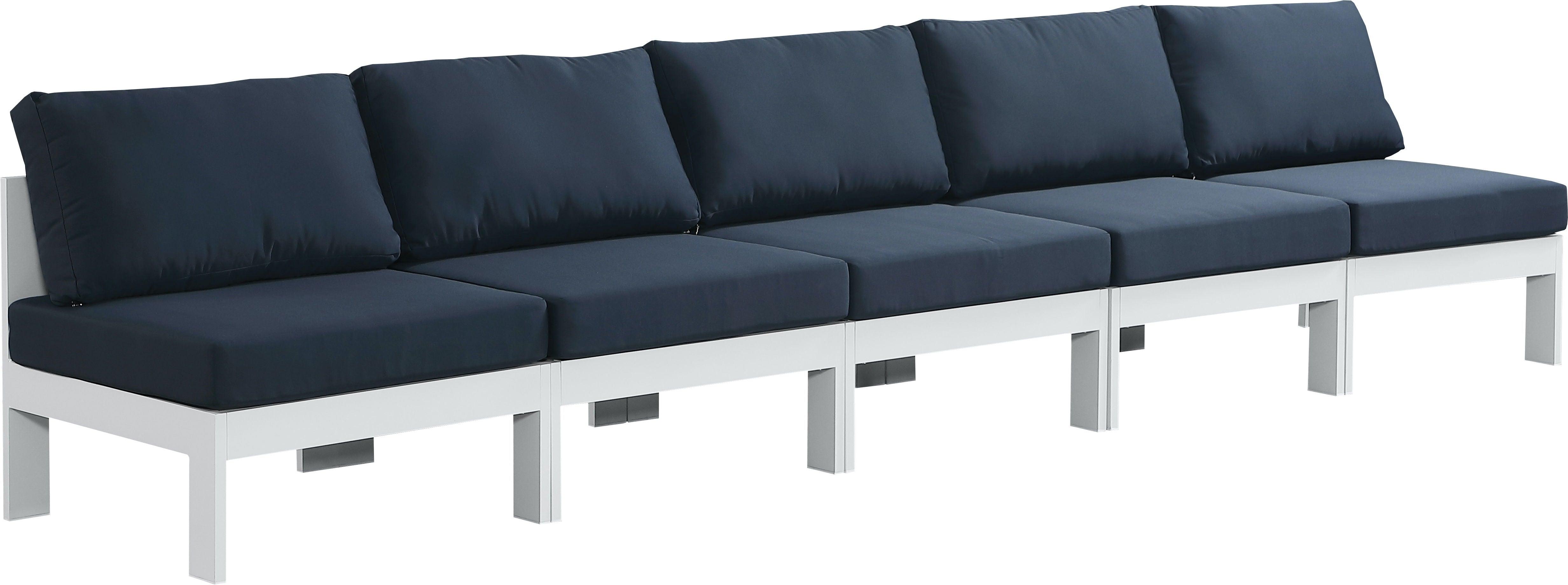 Meridian Furniture - Nizuc - Outdoor Patio Modular Sofa - Navy - Metal - Modern & Contemporary - 5th Avenue Furniture