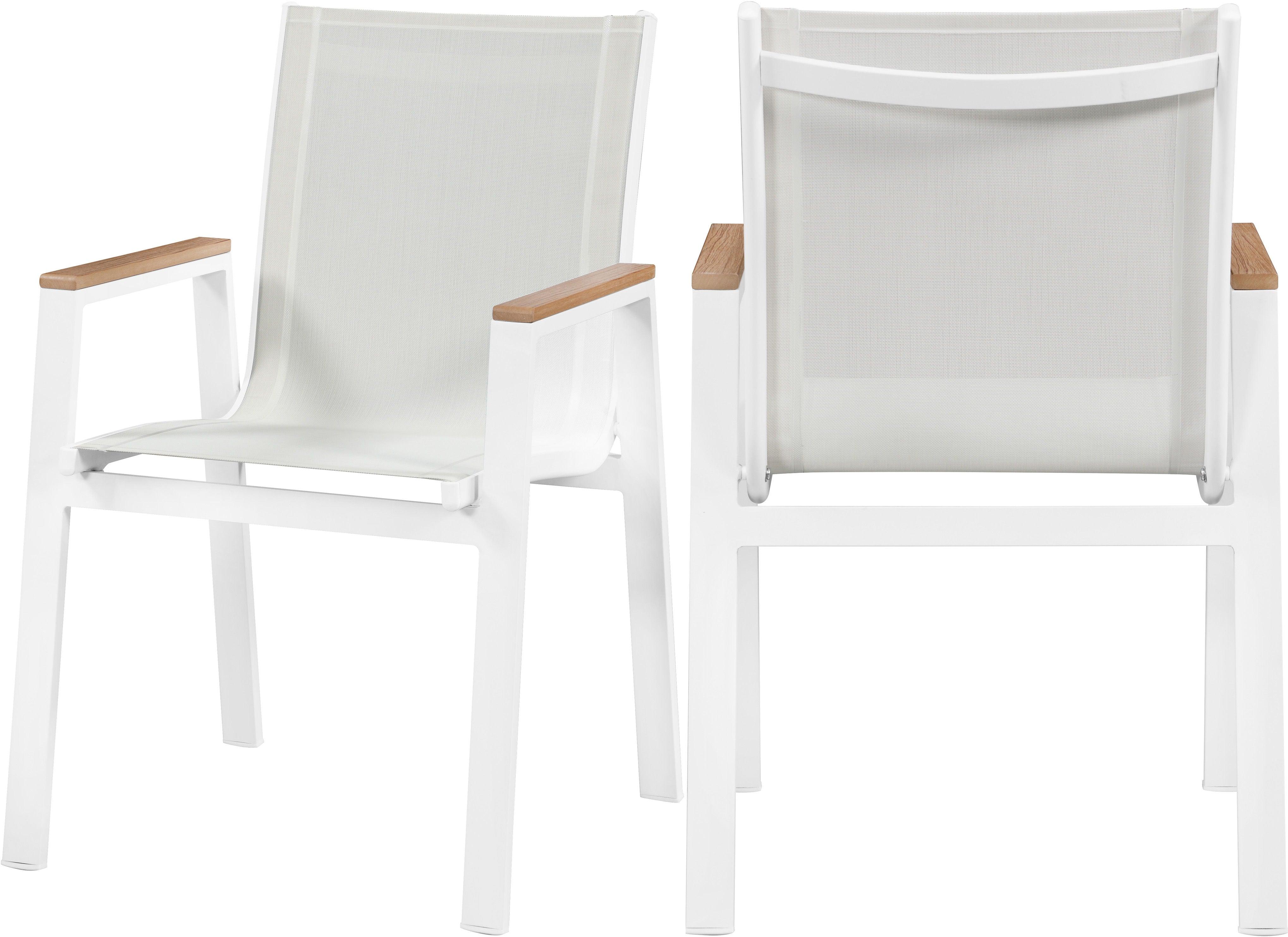 Meridian Furniture - Nizuc - Outdoor Patio Dining Arm Chair (Set of 2) - White - Fabric - 5th Avenue Furniture