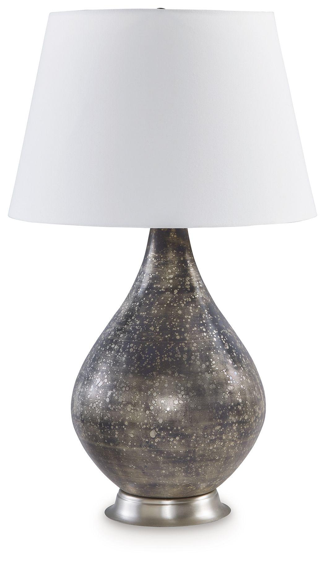 Signature Design by Ashley® - Bluacy - Antique Gray - Glass Table Lamp - 5th Avenue Furniture