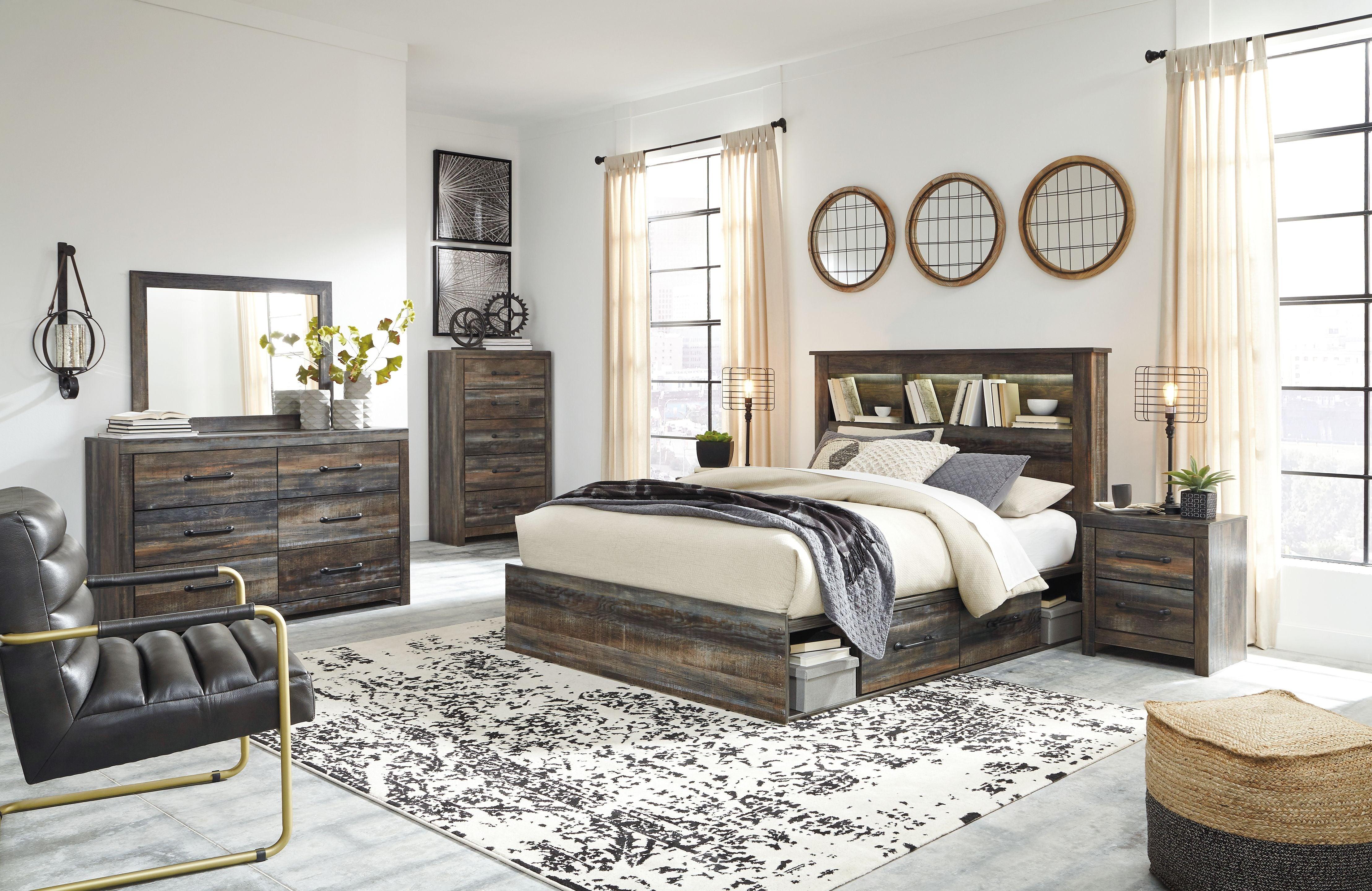 Signature Design by Ashley® - Drystan - Dresser, Mirror, Bookcase Bed Set - 5th Avenue Furniture