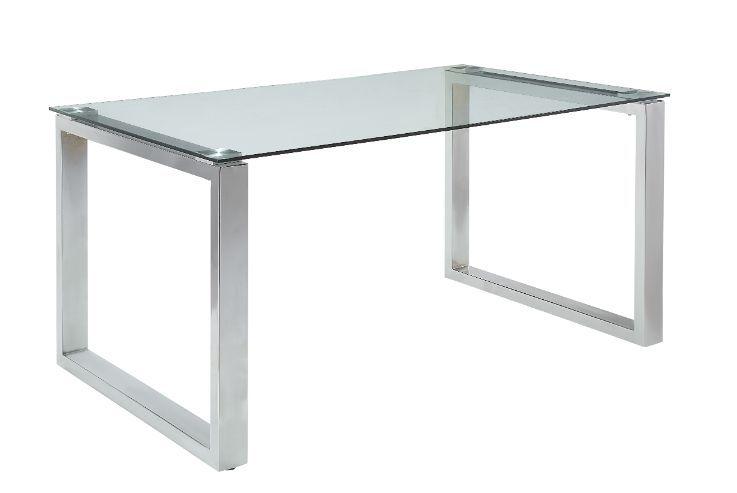 ACME - Abraham - Dining Table - Clear Glass & Chrome Finish - 5th Avenue Furniture