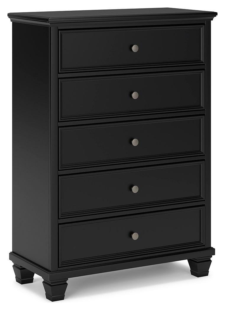 Signature Design by Ashley® - Lanolee - Black - Five Drawer Chest - 5th Avenue Furniture