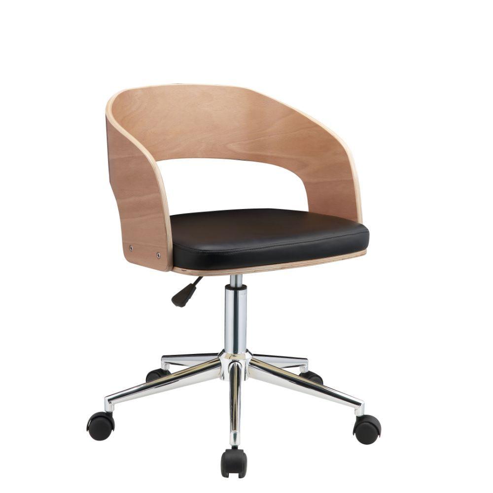 ACME - Yoshiko - Office Chair - Black PU & Beech - 5th Avenue Furniture