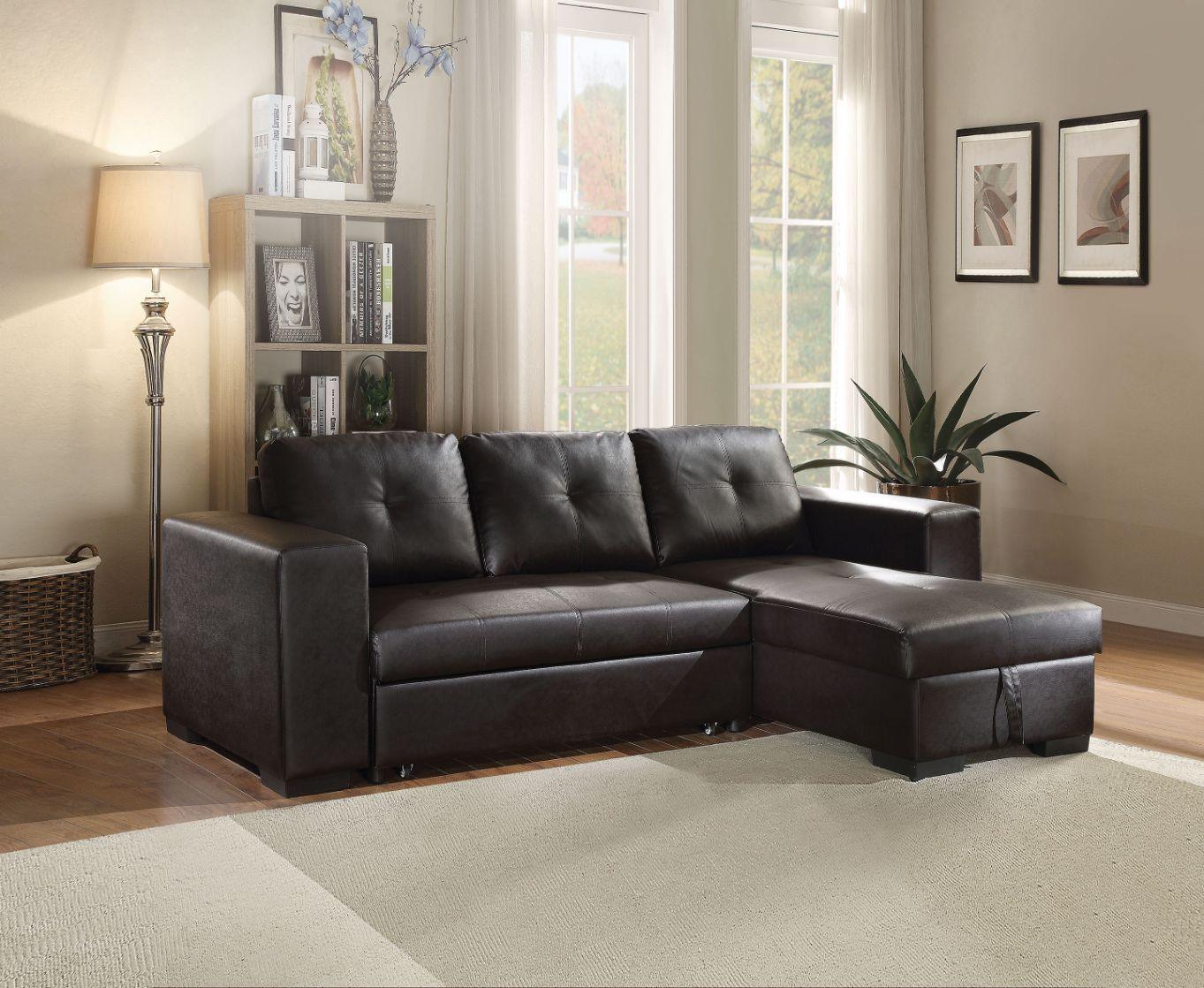 ACME - Lloyd - Sectional Sofa - Black PU - 5th Avenue Furniture