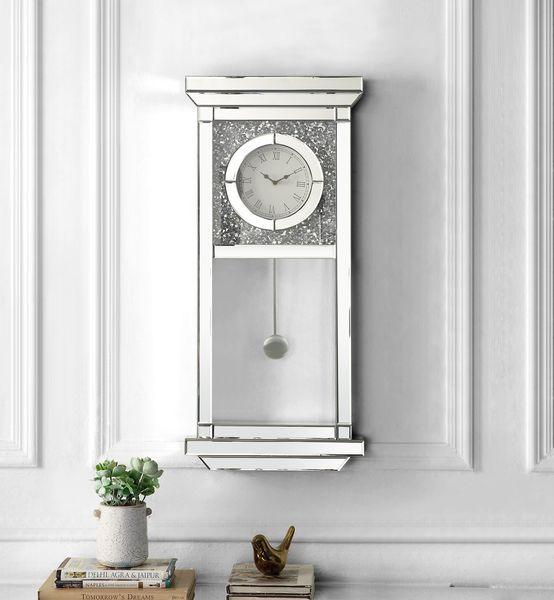 ACME - Noralie - Wall Clock - Mirrored & Faux Diamonds - 32" - 5th Avenue Furniture